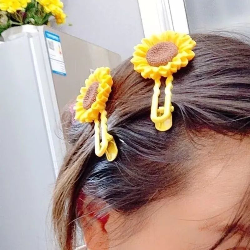 儿童向日葵发夹刘海碎发夹鸭嘴夹女宝宝可爱发卡头饰花朵前额夹子