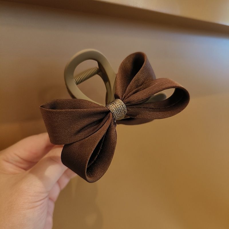 8CM中号抓夹布艺蝴蝶结发夹后脑勺顶夹半扎夹韩国新款鲨鱼夹气质