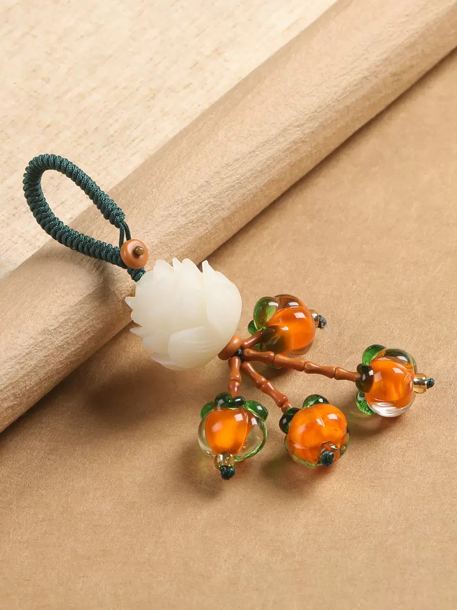 柿柿如意柿子钥匙扣挂件菩提莲花包包扣精致一路生花莲花小佛