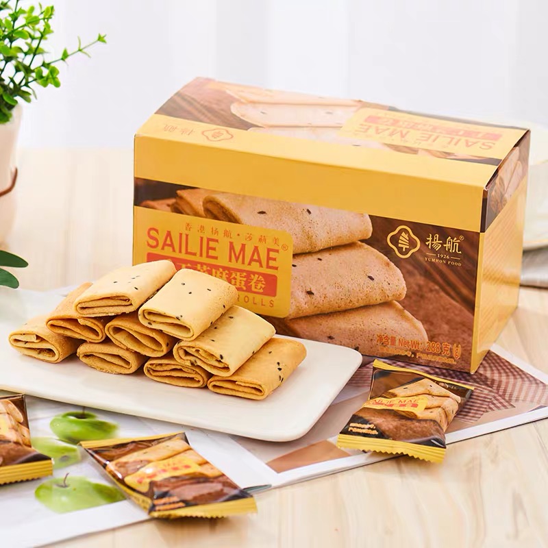 扬航手工芝麻鸡蛋卷24枚饼干蛋糕点心早餐零食288g广东特产凤凰卷