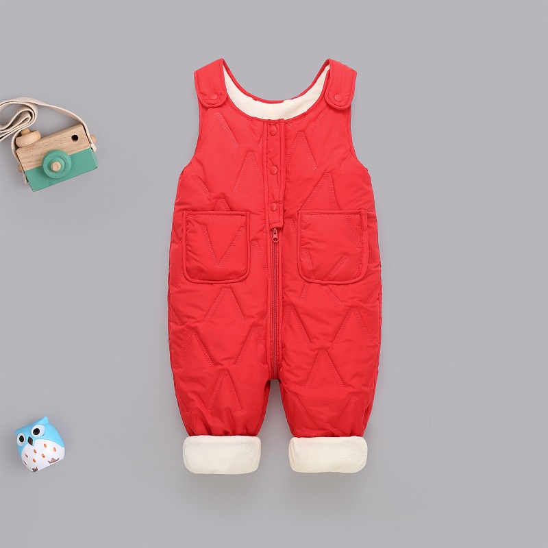 婴幼儿童背带裤男童女童秋冬一体绒棉裤宝宝开档小童加厚外穿裤子