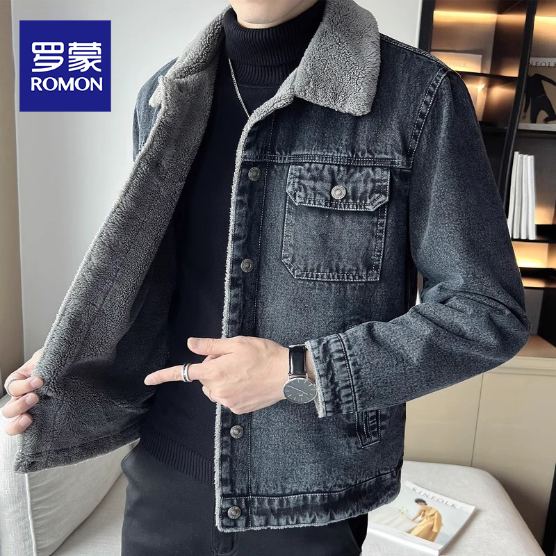 罗蒙2025秋冬季新款牛仔外套男士休闲翻领上衣服潮流复古夹克男装