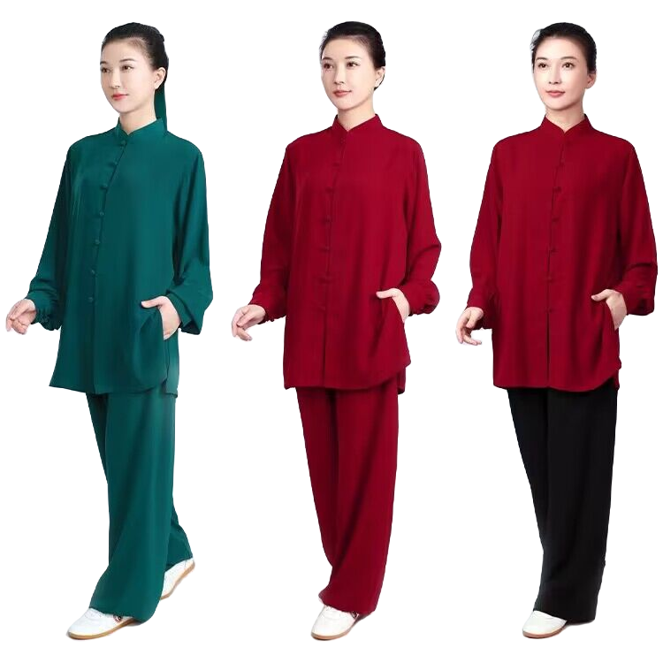 太极服女新款高端表演太极拳练功服男春秋装武术服装中长款