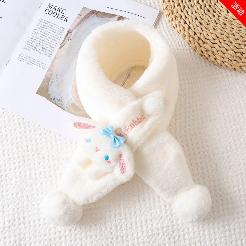 儿童围巾男女童超萌可爱毛绒保暖小兔子婴儿韩版卡通冬季宝宝围脖