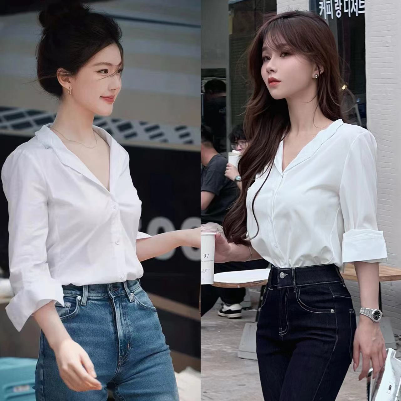 JUSTCC《露丝正确版衬衫》气质职场白色衬衫（衣长58）（#8257）