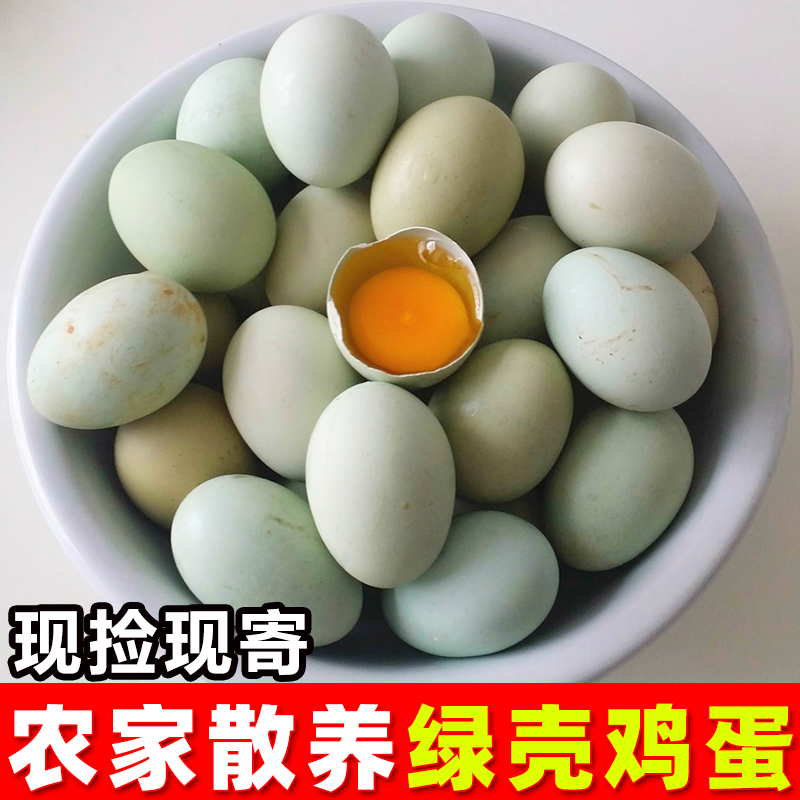 新鲜绿壳土鸡蛋农村农家散养青壳绿色乌鸡蛋柴鸡蛋30/60枚