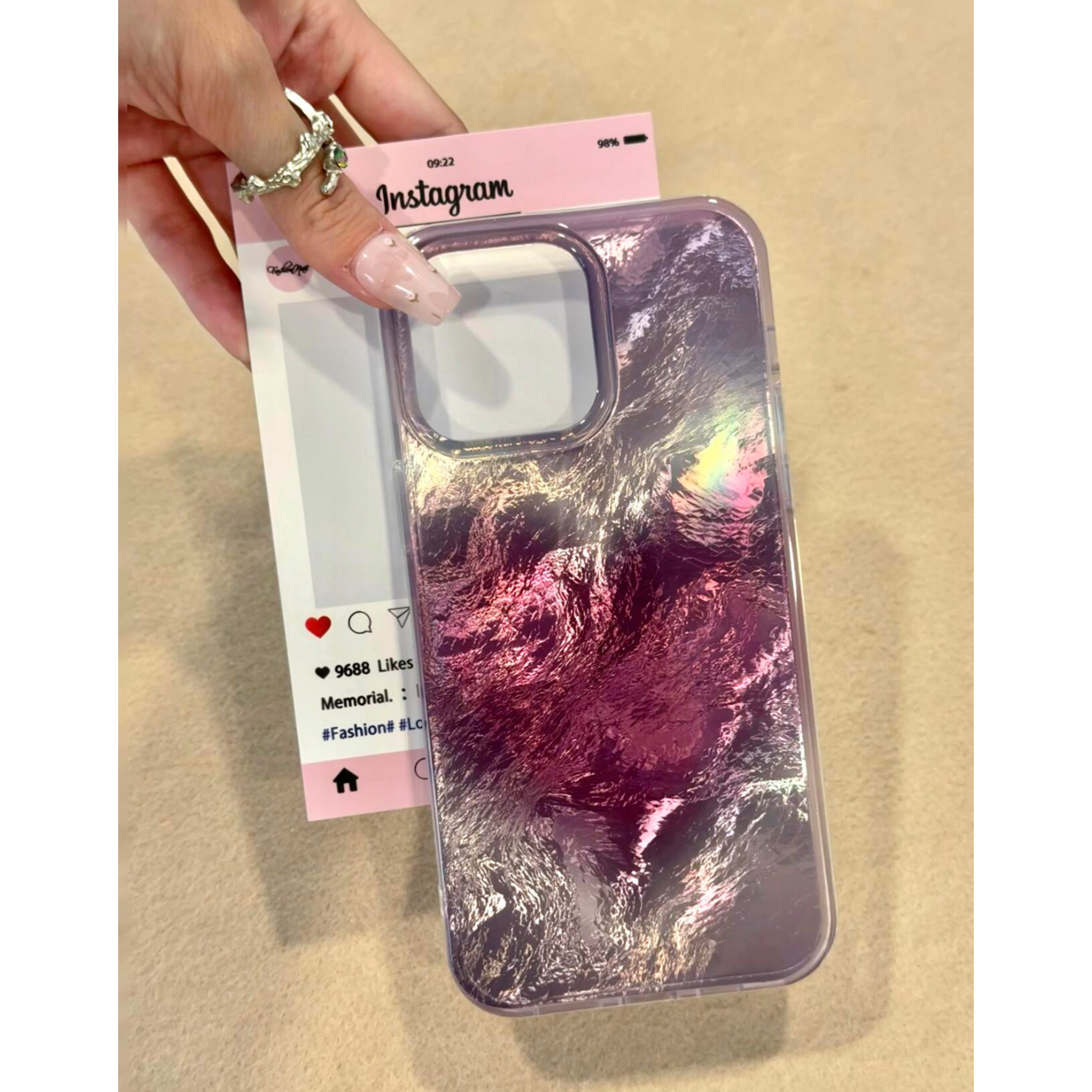 BANCA晕染渐变紫色爱心适用苹果16手机壳iphone15/14promax冰川13