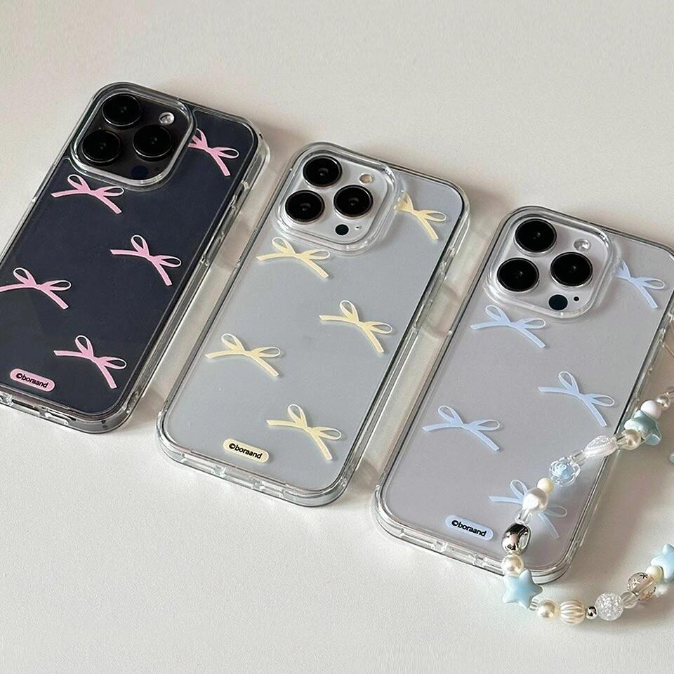 BANCA日韩ins蓝蝴蝶结适用iphone15苹果14手机壳华为vivo小米oppo