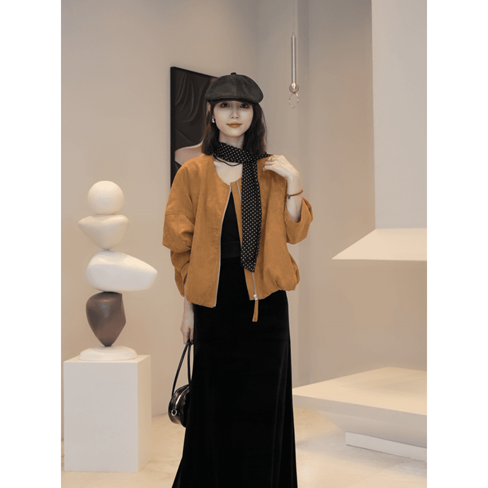 早秋休闲百搭短款拉链款外套女春秋新款气质显瘦高级感绝美上衣