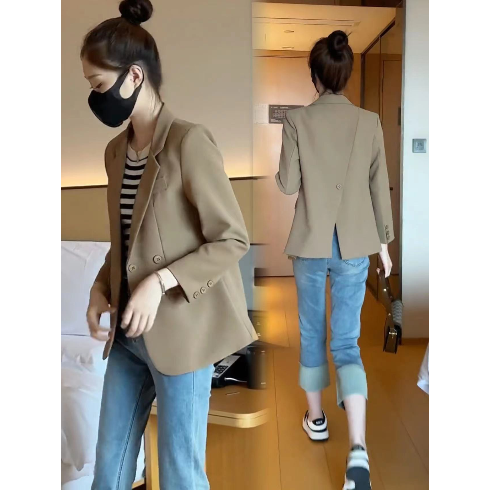 春秋时尚西装外套女爆款秋冬季洋气宽松高级感加棉加厚小西服上衣