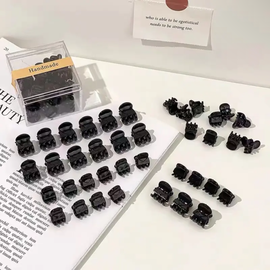 黑色迷你刘海夹公主头发型小抓夹24个碎发小夹可爱精致小巧碎发夹