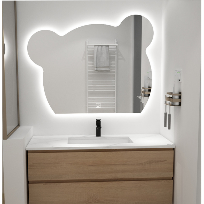 网红童趣卡通小熊LED智能除雾高清壁挂补光浴室镜尺寸可以定制