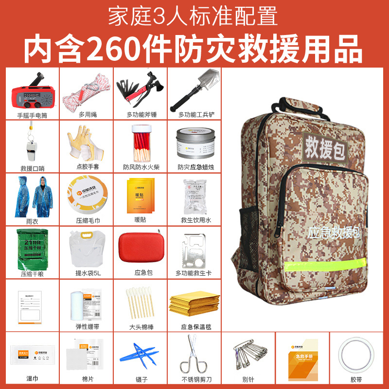 家用地震人防战备应急救援包防灾户外紧急生存装备应急物资储备包