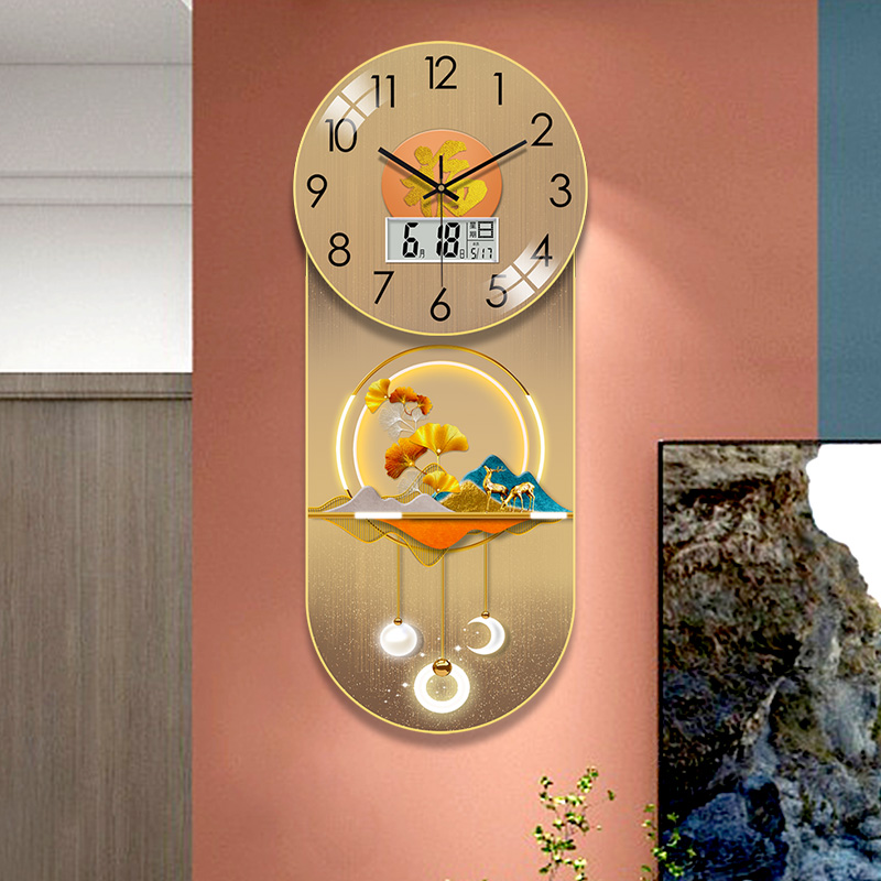 免打孔钟表挂墙2025新款客厅家用时尚网红风水装饰挂钟静音挂表