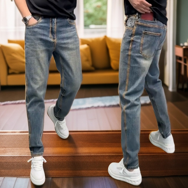 春夏季欧货高档牛仔裤男士薄款潮流百搭修身直筒裤休闲小脚长裤男
