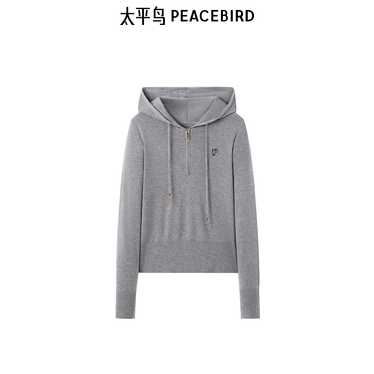 太平鸟女装秋冬含绵羊毛通勤休闲连帽线套衫流光风A1EEE414N