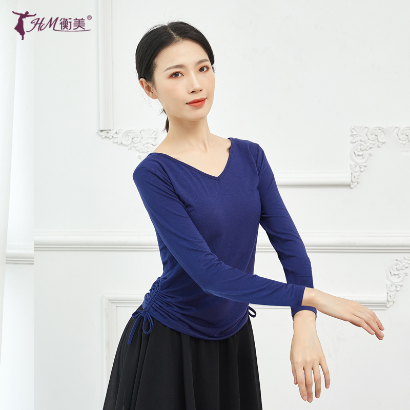 舞蹈练功服女V领修身莫代尔舞蹈服古典舞形体舞现代舞上衣跳舞衣