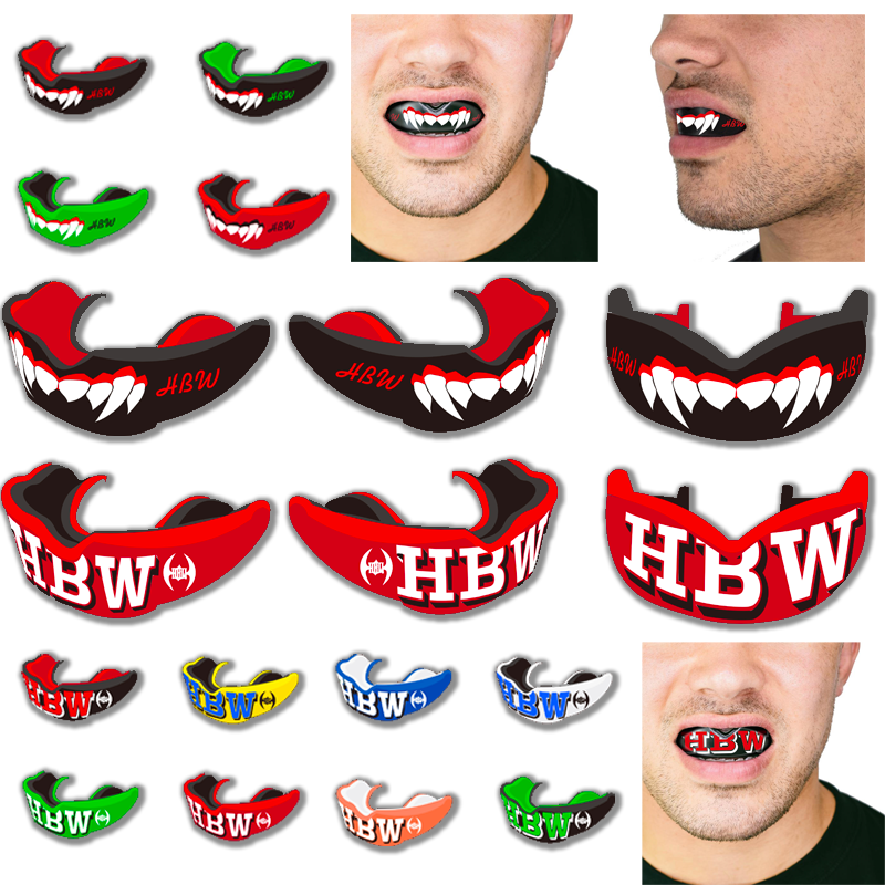 hbw欧式泰拳 拳击搏击格斗泰拳护齿跆拳道篮球专业护齿牙套 带盒