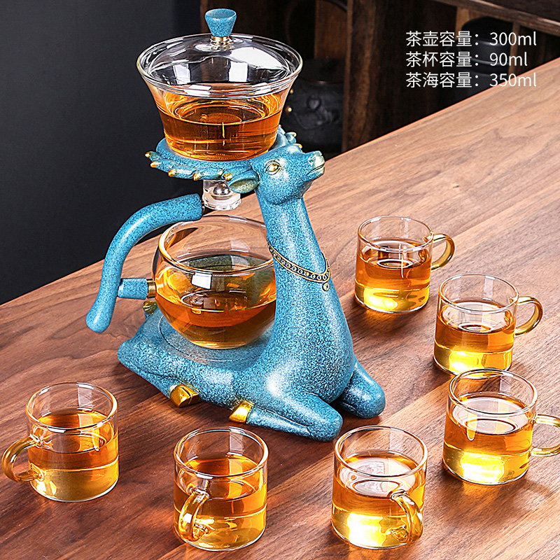 闽具耐热玻璃磁吸自动茶具套装高硼硅懒人泡茶神器家用办公室茶器