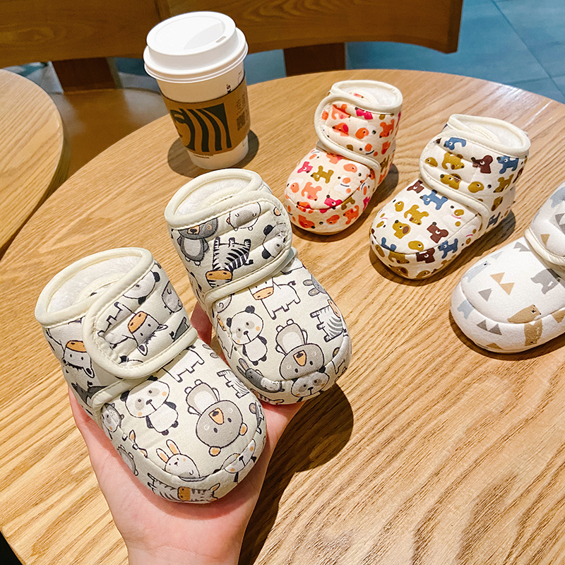 婴幼儿秋冬季加绒棉鞋0一1岁宝宝鞋软底学步3-6-12个月保暖不掉