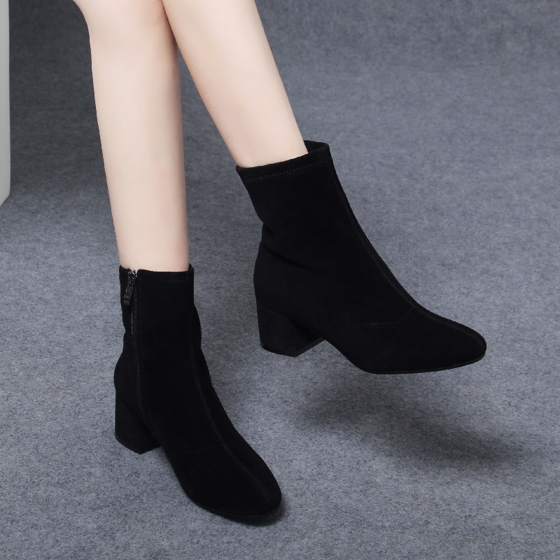 新款百搭马丁靴9940粗跟中跟低跟短靴瘦瘦靴春秋真皮羊皮短靴秋冬