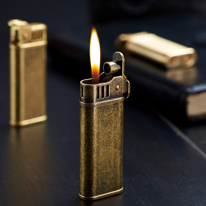 复古砂轮煤油打火机高密封老式怀旧男士点烟器黄铜创意个性潮异形