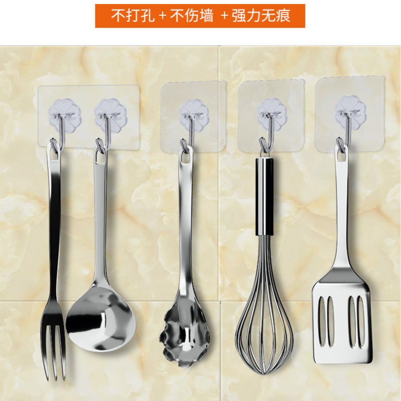 挂钩贴免打孔无痕强力胶粘厨房墙面壁上钩子门后卫生间壁挂透明