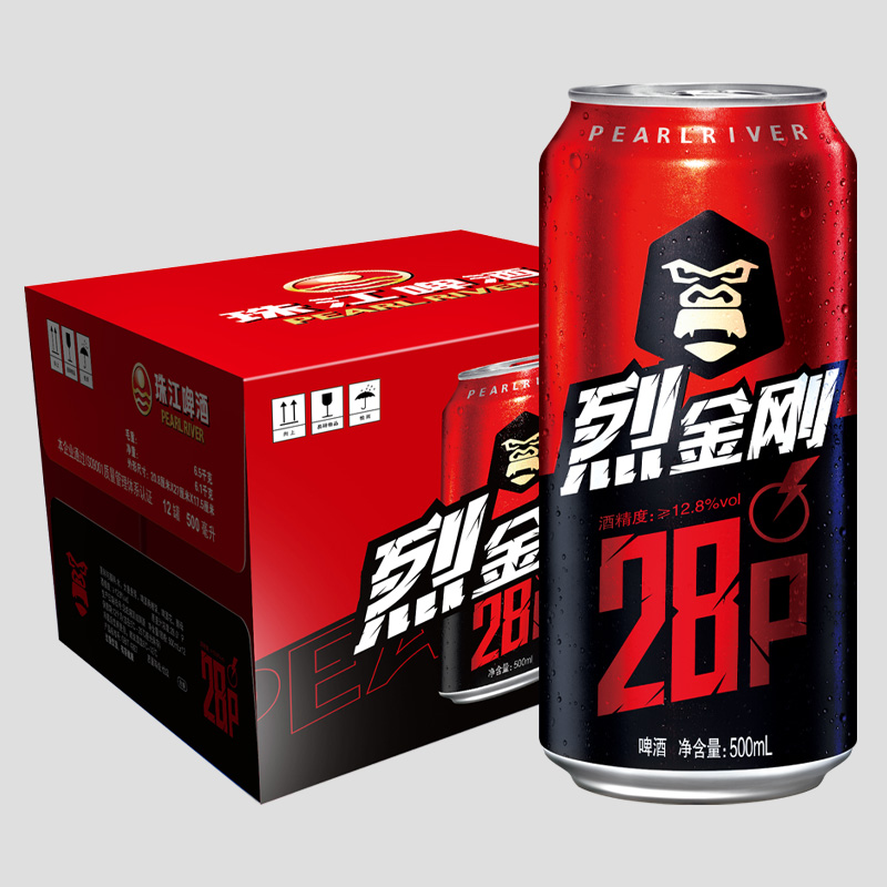 【达人专属】广州总厂生产28°P原麦汁珠江烈金刚500mL*12罐醇厚劲大