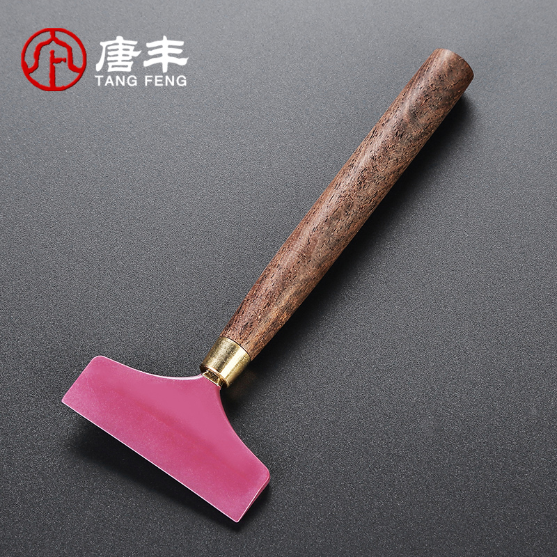 唐丰橡胶茶刮黑檀实木长柄刮水刷茶盘清理刷茶水刮茶具积水扫水z
