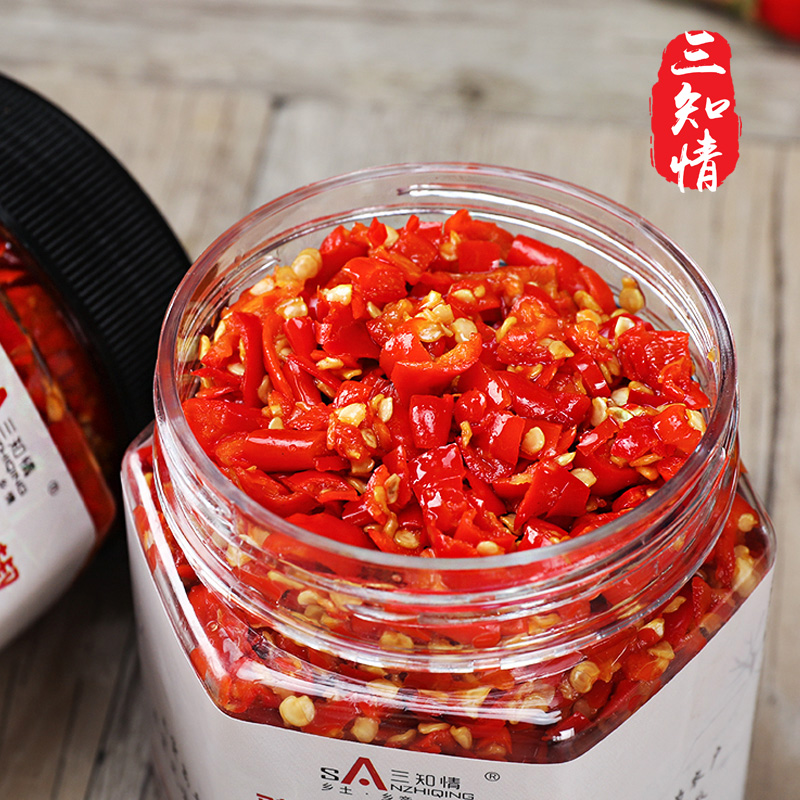 SANZHIQING/三知情朝天椒380克/瓶 无油原汁原味湖南剁辣椒蒸鱼头