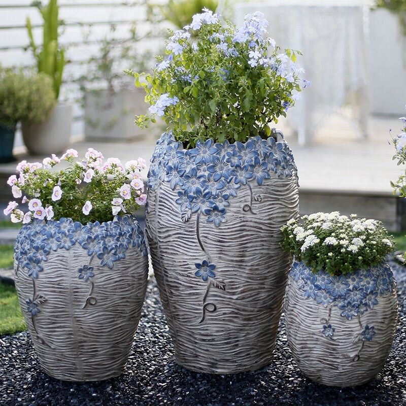 花中园创意庭院仿陶瓷特大号户外花园别墅北欧简约花盆阳台深高盆