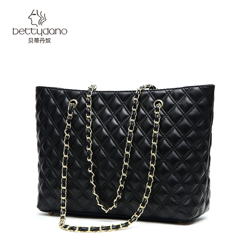 羊皮托特包小香风包包2025秋冬新款真皮女包大容量通勤菱格单肩包