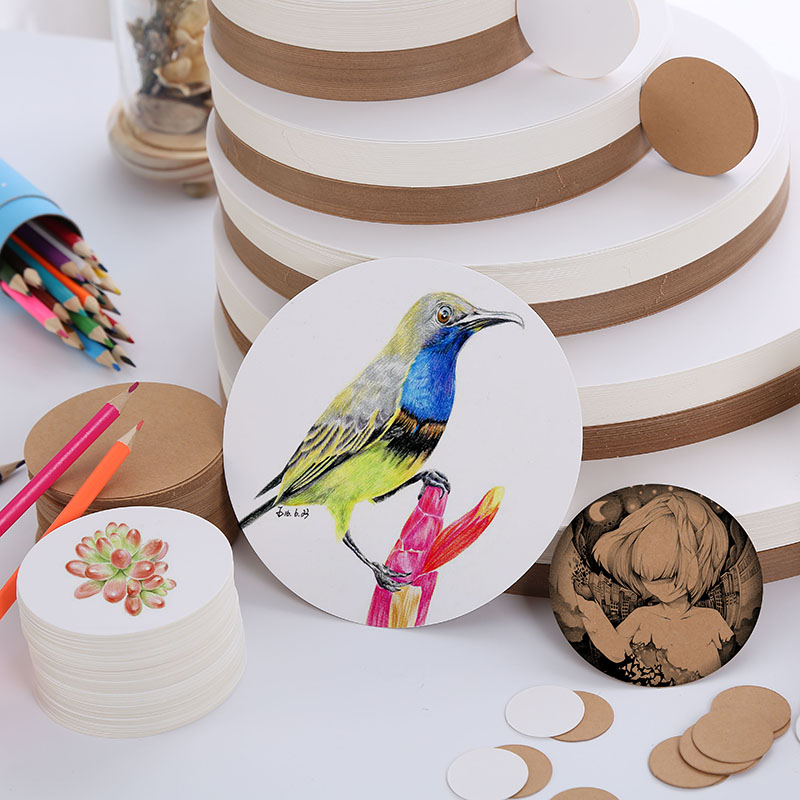 圆形纸卡片牛皮纸白卡纸黑色大DIY素描画纸创意幼儿亲子手工美术