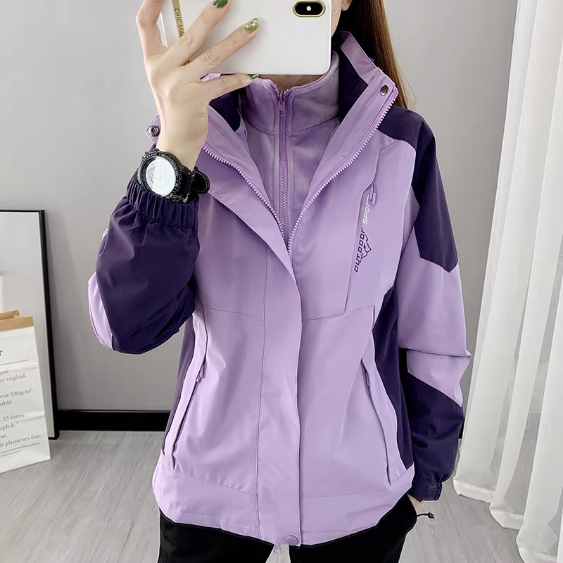 冬季加绒加厚户外冲锋衣男女三合一两件套防风防水可拆卸内胆外套