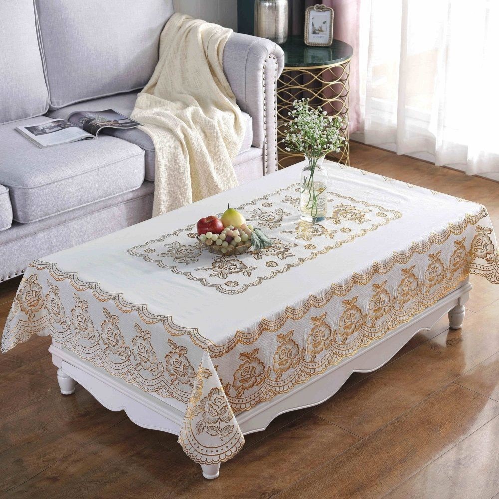 客厅茶几套罩烫金茶几餐桌布防水防油防滑防烫长方形免洗pvc欧式