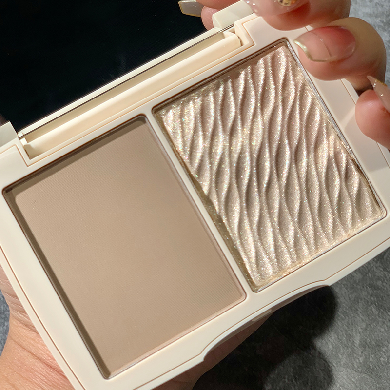 novo修容脸部透亮修容粉饼双色修容盘阴影侧影腮红高光一体盘平价