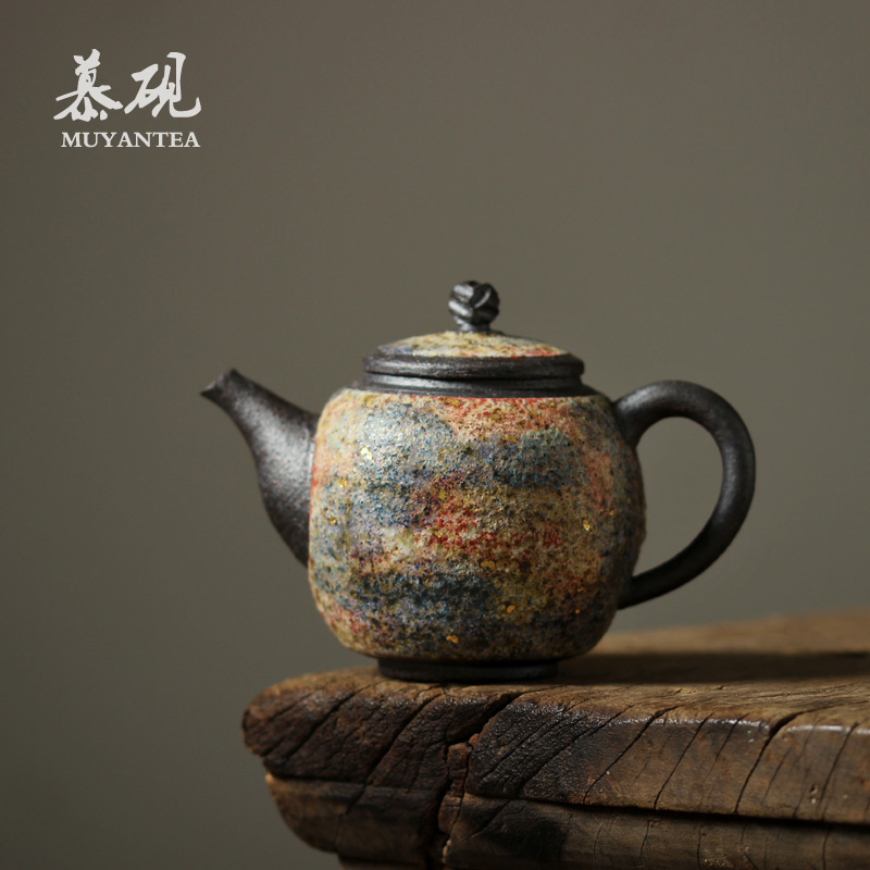 muyan/慕砚日式岩矿茶壶高越老岩泥泡茶器家用功夫茶创意球孔单壶