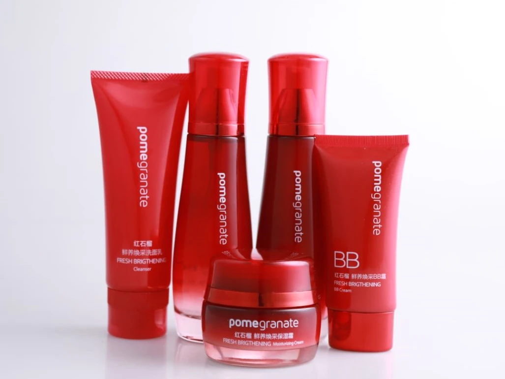 柏美姿红石榴鲜养焕采系列保湿霜美颜霜精华水乳洁面BB气垫CC多件