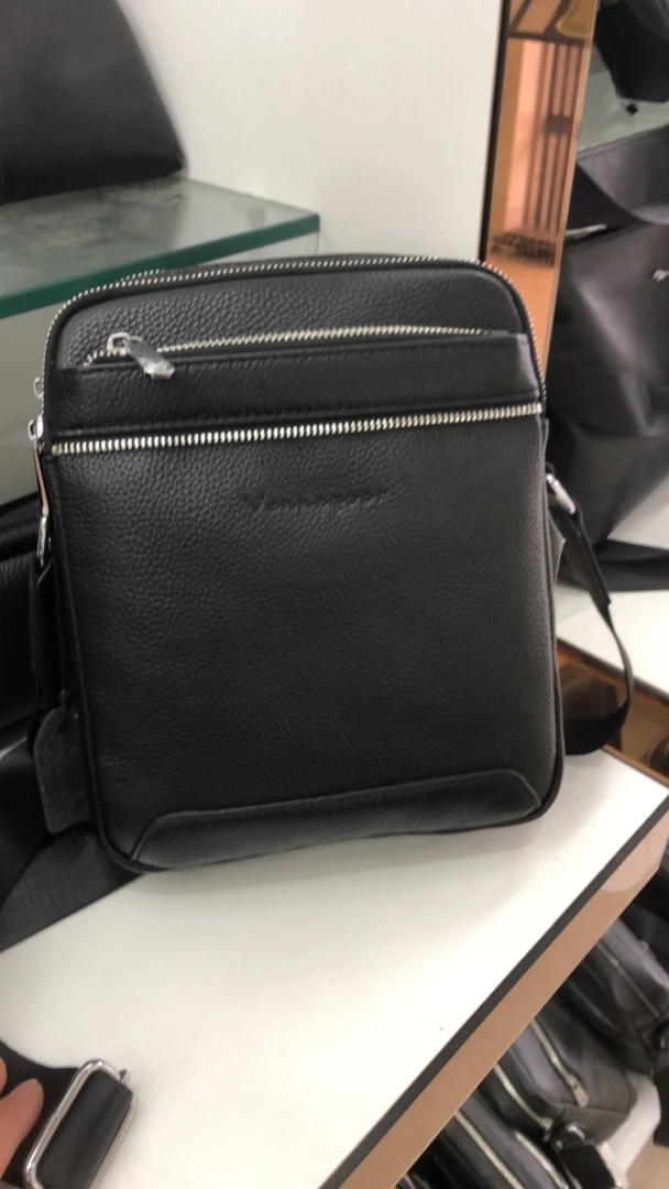 男士时尚休闲黑色真皮牛皮