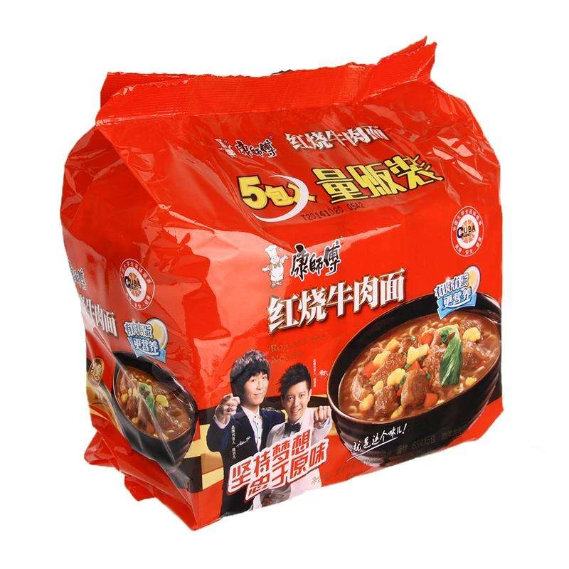康师傅经典红烧牛肉面五连包104g*5