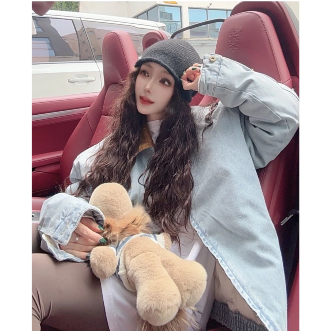 2024年早秋新款潮牌做旧长袖牛仔厚外套7364