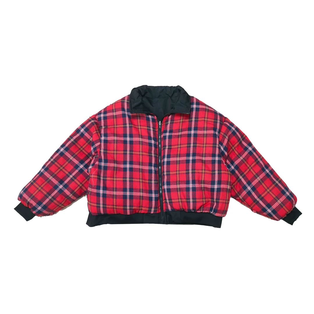 2024年秋冬新款潮牌做旧长袖格子厚外套6672