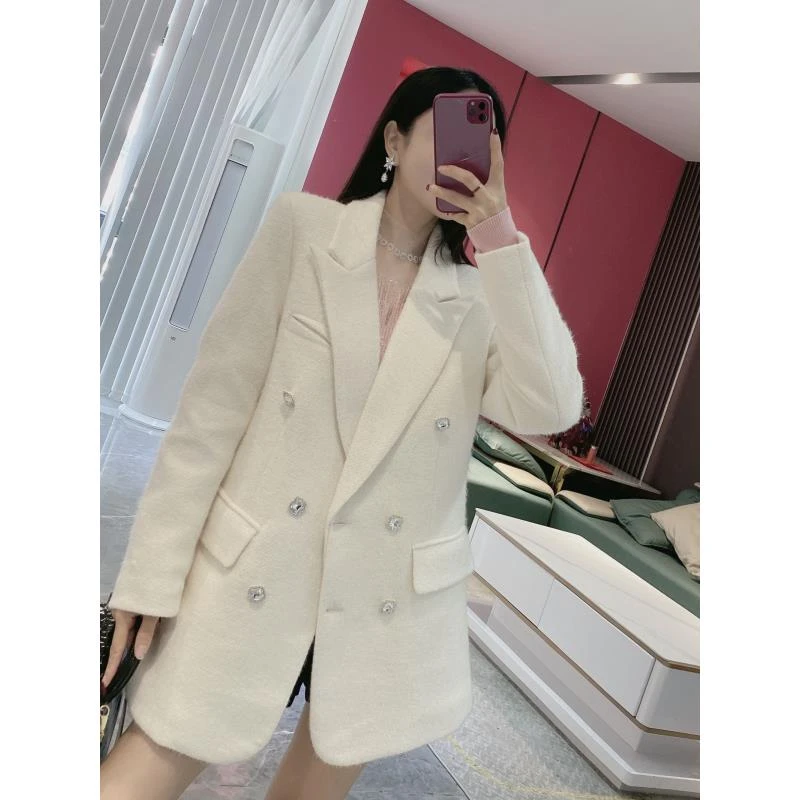 Q【小香外套】夹Y双排扣重工浅色西装外套（XZ）8982