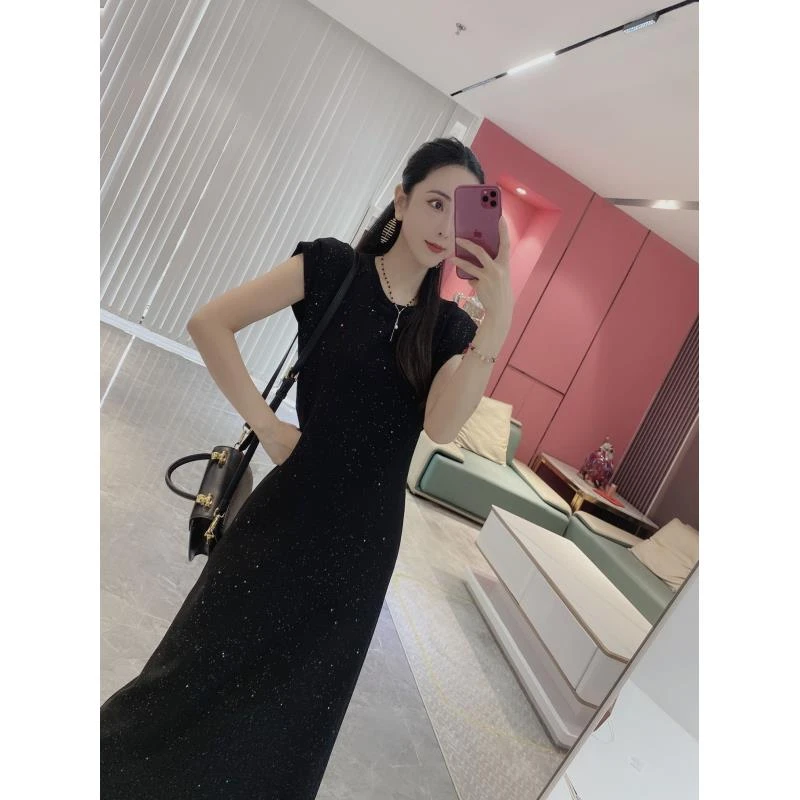 Y【满衣星斗】双层袖满钻闪闪星空显瘦连衣裙（YD55）6528