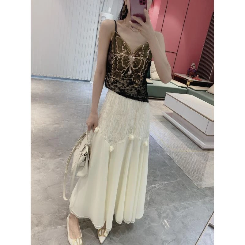 Y【温柔可人】淑女百搭花朵长款半身裙262