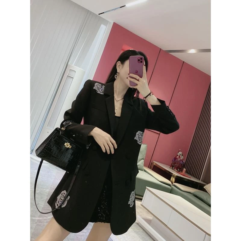 C【玫瑰故事】烫钻玫瑰轻奢小众西装外套（YD29Z）0379