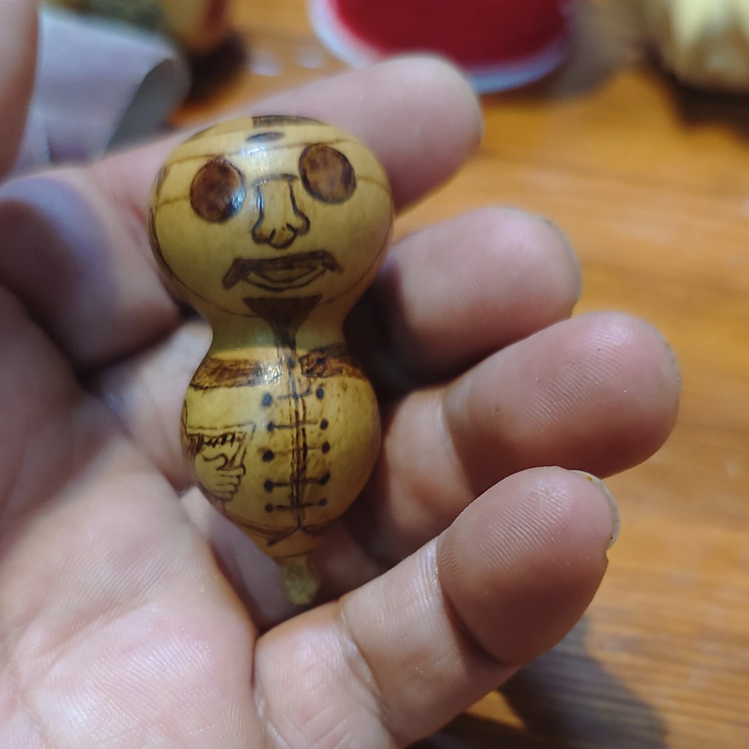 葫芦烙画小地主五年老皮葫芦手工烙画把玩精品本命年