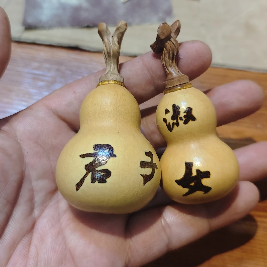 养剑葫精品文玩葫芦情侣葫芦君子淑女剑手工烙画葫芦摆件一物一图