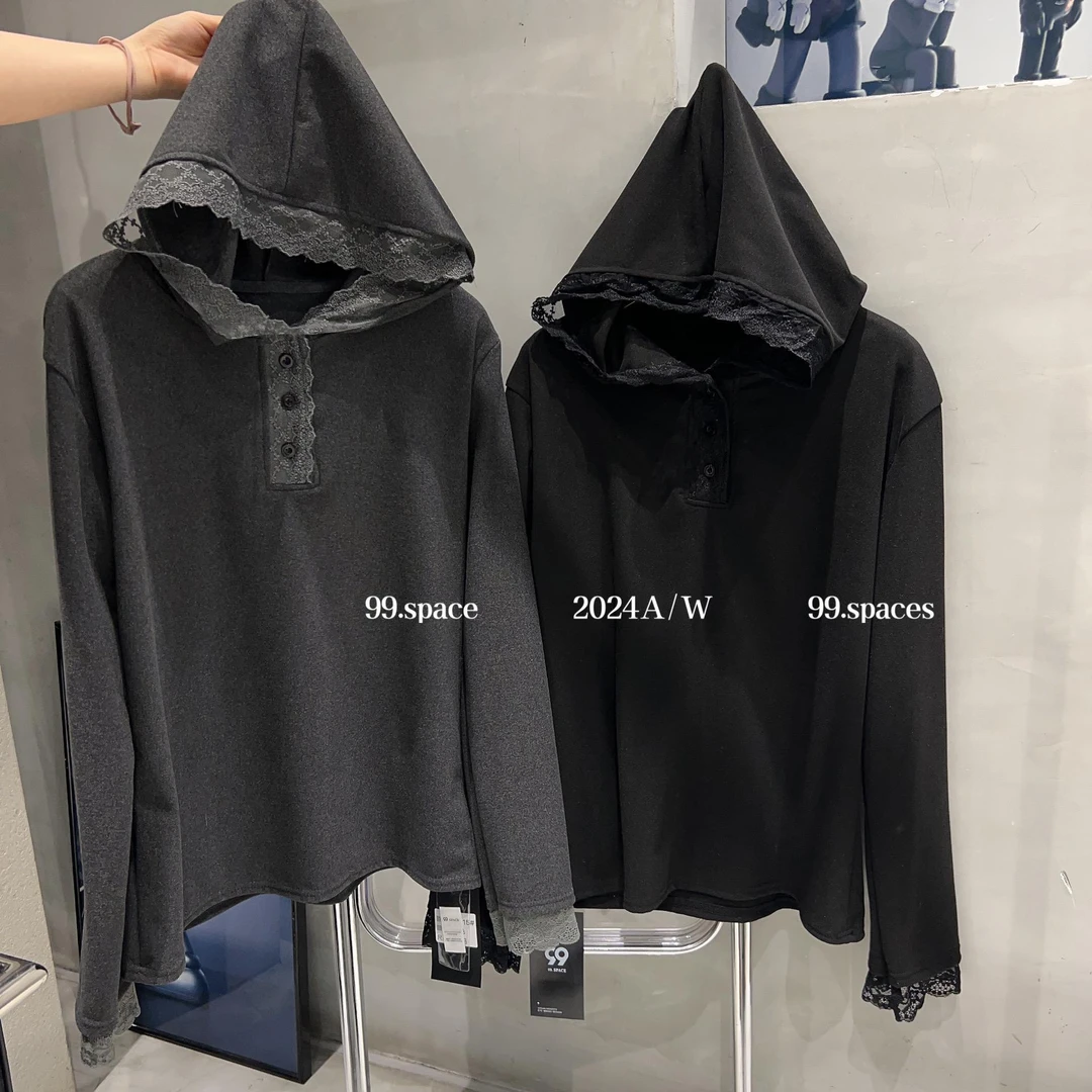 99-双面奥绒拼接蕾丝上衣89615