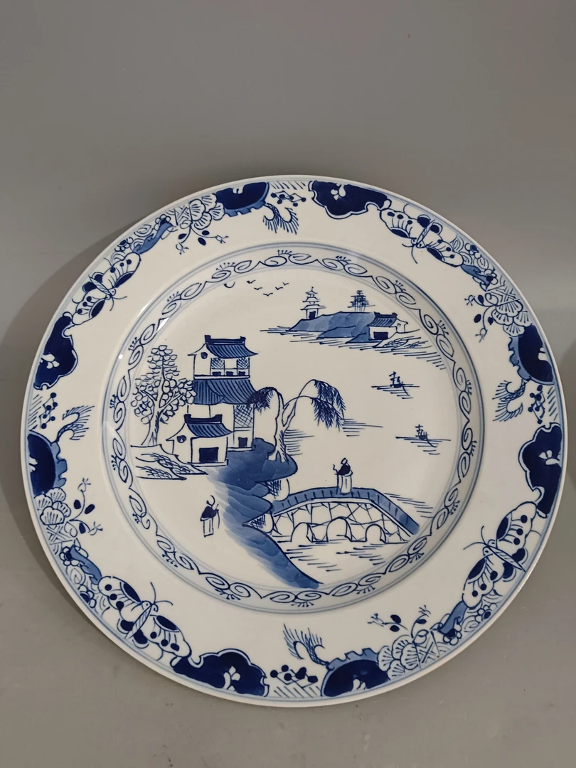 仿古青花瓷盘手绘古瓷